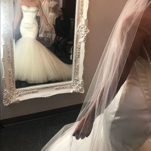 Maggie Sottero Ivory Satin and Tulle wedding dress